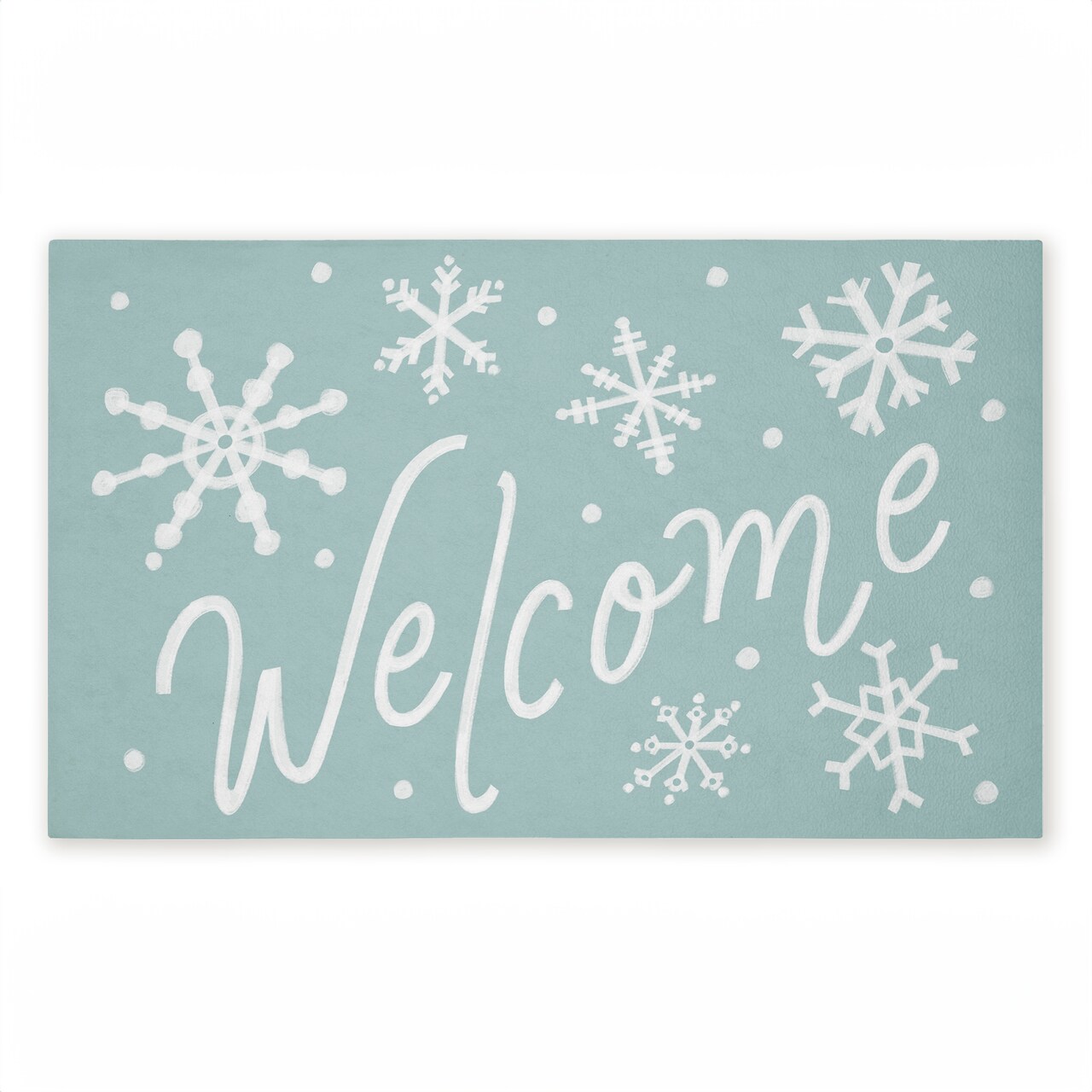 Holiday Welcome Snowflakes Printed Outdoor Door Floor Mat, 18x30, Made in USA - Holiday Ready